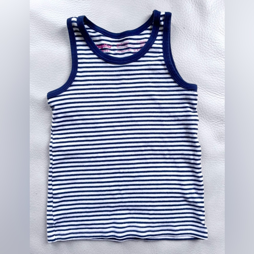 5/$21💥European Striped Tank Top, White & Navy, 100% Cotton, Unisex, lupilu